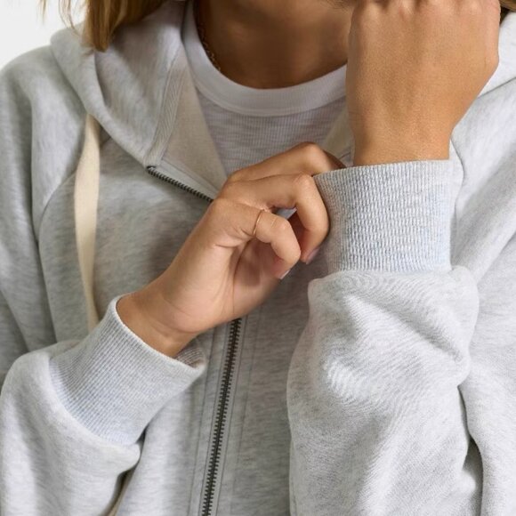 Vuori Restore Oversized Full Zip Hoodie Pale Grey Heather Medium - Picture 9 of 12